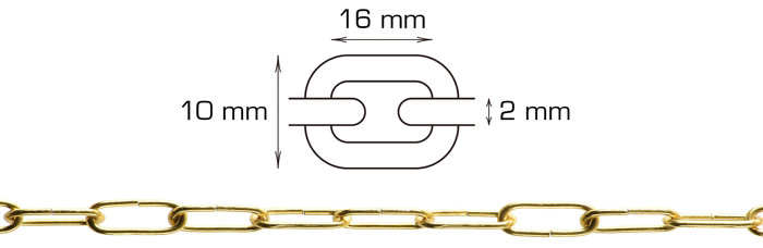 Pyntekjetting runde ledd messing 2 meter